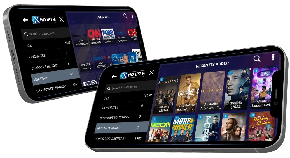 Xtreme HD IPTV running on phones and tablets